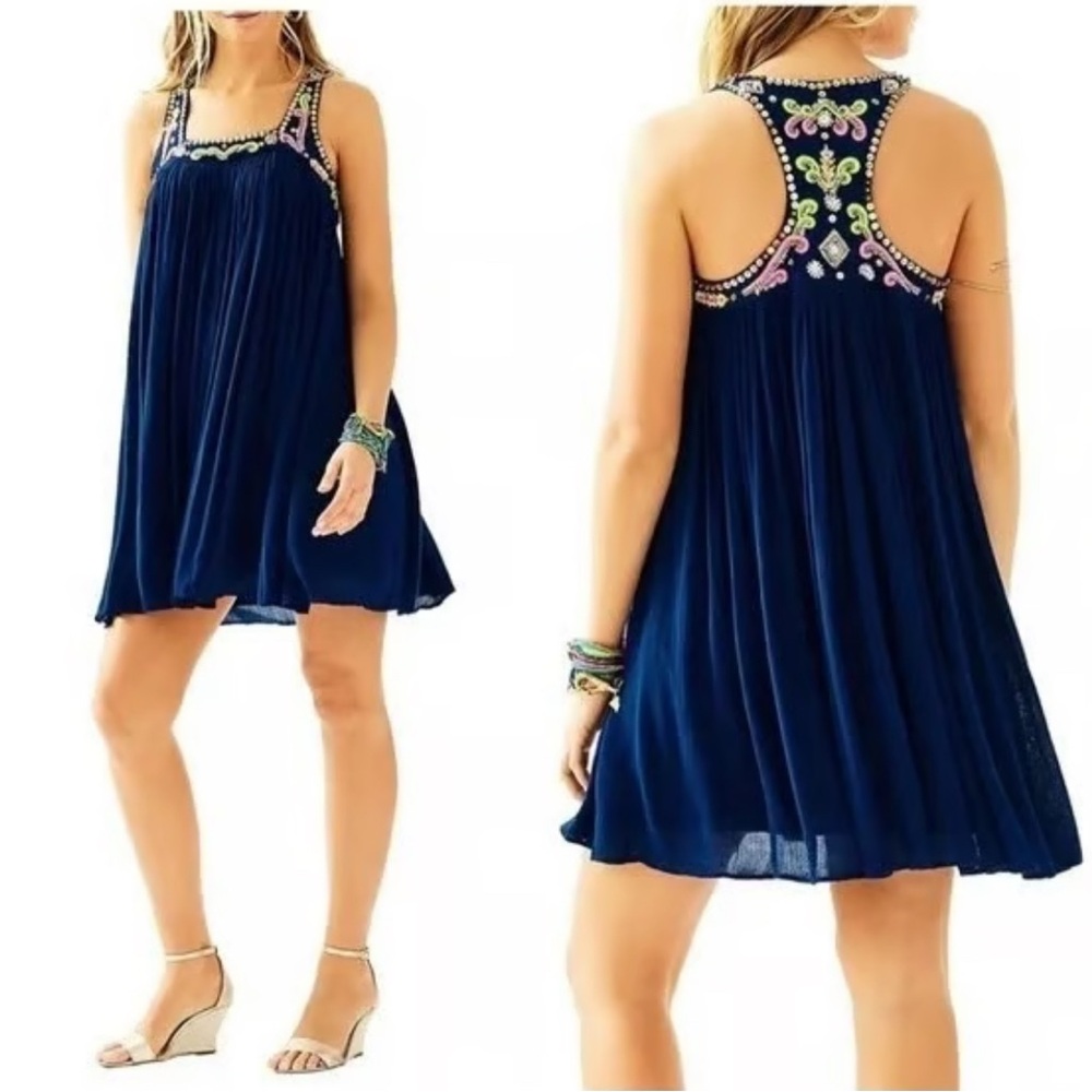 Lilly Pulitzer Navy Dress with Gold Accents